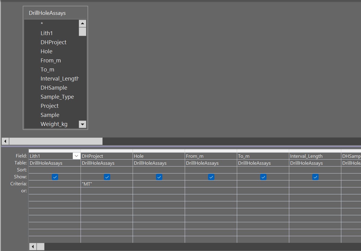 Access database assay setup